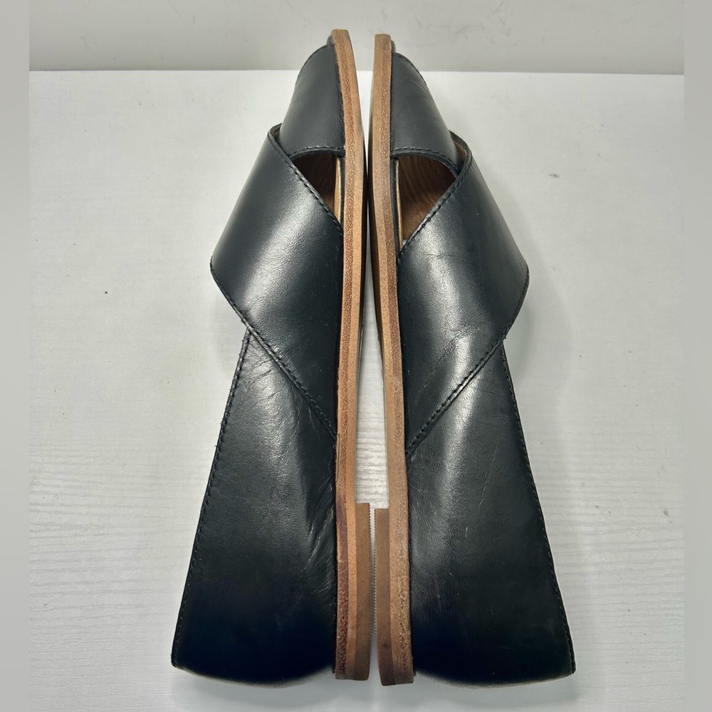 Madewell The Blaine Crisscross Flat Black Leather Open Toe Flats Size 7.5 - Picture 9 of 16